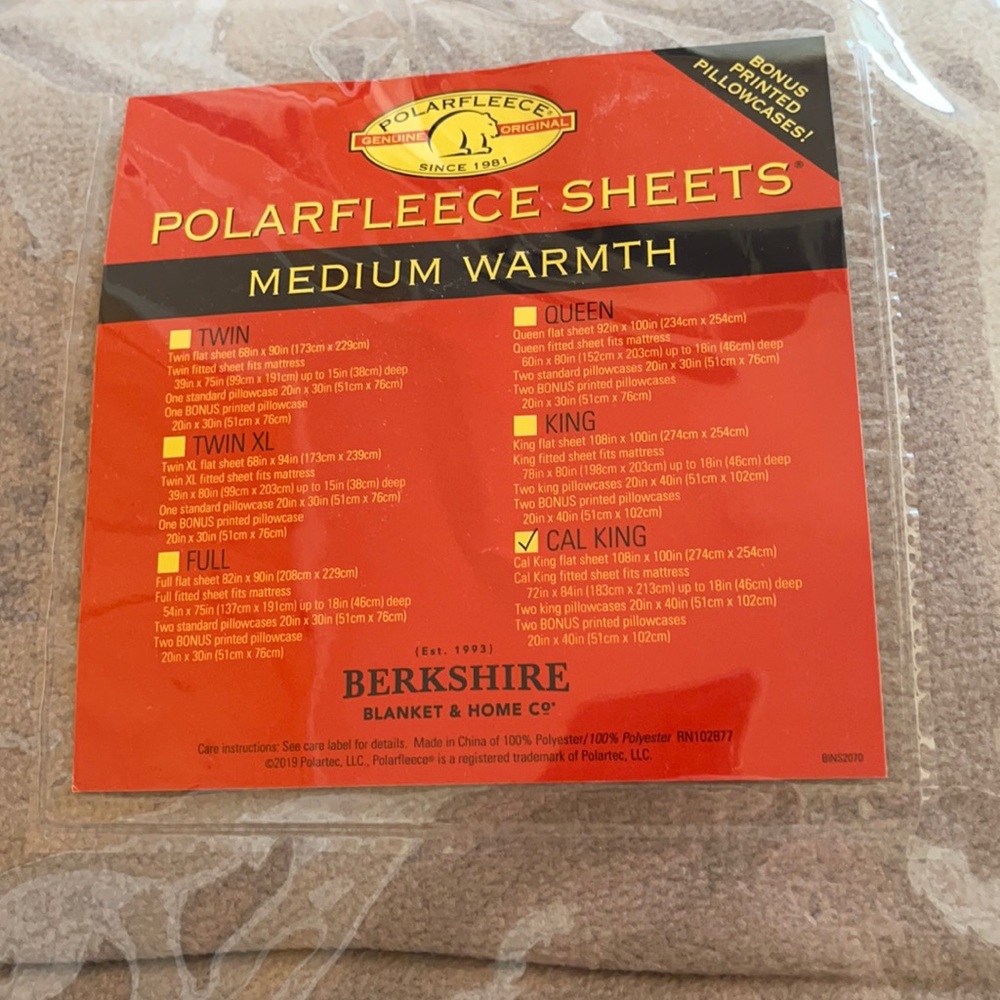 Polar fleece bed sheets California King